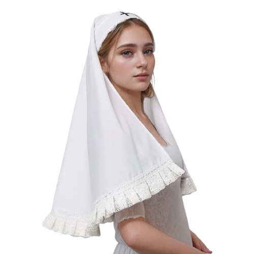 BLESSUMEChurch Nun Hat Nun Veil Headband for Demonic Nun Costume (White 1)