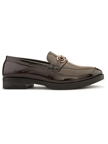 Image of STANPHORD Mens Loafers Textured Formal Slipon Loafers with Metal Accent for Party & Formal Occasion