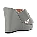 MODENCOCO Women's 4 Inch Wedge Platform Casual Open Toe Slip On Fashion Matte High Heel Heeled Dressy Sandals Grey Size 13 - Calzado para Mujer Tacon