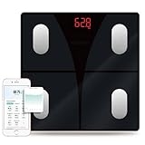 NUTRI FIT Scale for Body Weight and Fat Percentage, Digital Bathroom Smart Bluetooth Scale LED Display, 15 Body Composition Analyzer Baby Weight BMl Health Monitor Sync with App 400lbs - Black