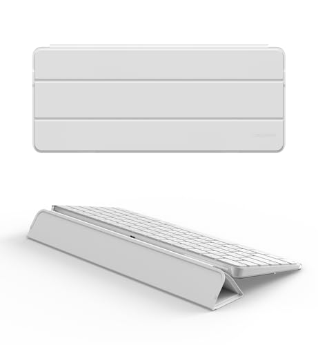 Dexnor Case for Apple Magic Keyboard with Touch ID/Lock Key 2021/2024 Dust-Proof Protective Slim Leather Keyboard Cover with Magnetic Closure Adjustable Typing Angles Without Numeric Keypad White