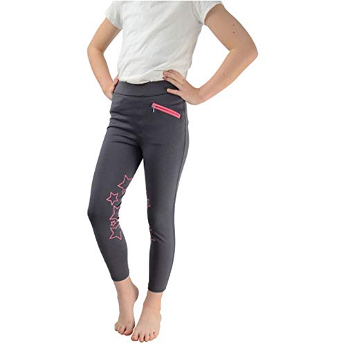HyPERFORMANCE Childrens/Kids Stella Riding Pantyhose (7-8 Years) (Iron Gray/Pink)