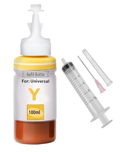 Image of CANOFF 805xl Refill Ink for H.p. /Can0n Cartridge 805,682,802,678,901,818,21, 22,680,27,703,704,803,PG40,47,88, 89, 740,745,810,830 and, CL 41,57,98,99,741,746,811, 831 100ml Ink,1Sy (Yellow Ink)