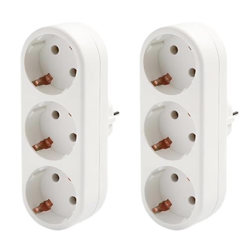 Lot de 2 Blocs Multiprises avec 3 Prises, Sécurité Enfant, Multiprise Portable, Prise en Saillie pour Bureau, Maison, Voyage