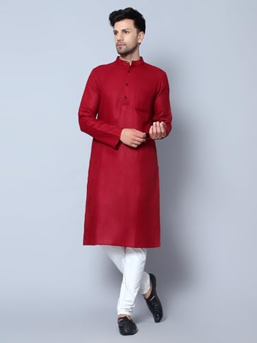 Image of LATEST CHIKAN Men's Cotton Blend Regular Solid Kurta Pyjama Set - Casual Ethnic Set