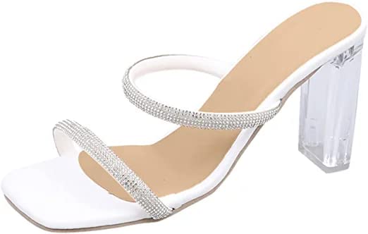 Dreamsafe Transparent Clear Block Heel Sandals for Women Summer Fashion Rhinestone Strap Shoes Open Toe Backless Mules Slippers (numeric_5) (B0BQMCS4BZ) Amazon Price History, Amazon Price Tracker