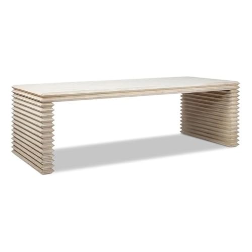 Pemberly Row 94" Stacked Geometric Waterfall Dining Table, Reclaimed Pine