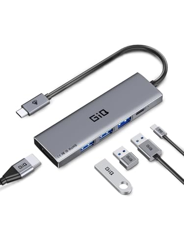 GIQ USB C Hub 5 in 1 MultiPort to 4K HDMI Adapter, 3 USB-A,100W PD, USB C Dongle for MacBook Pro/Air, iPad Pro, iMac, iPhone 15 16 Pro/Pro Max, XPS, Thinkpad etc