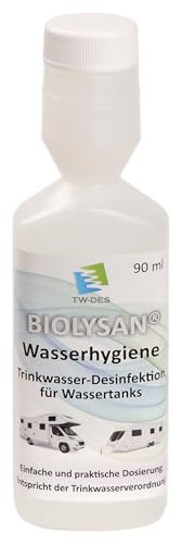BIOLYSAN Wasserhygiene 90ml, desinfiziert 360l Trinkwasser entsprechend der Trinkwasserverordnung ohne Silberionen, ideal für kleinere Wohnmobile, Caravans und Boote. Made in Germany!