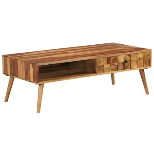 Table Basse Bois Massif avec Compartiment de Rangement Salon - 8