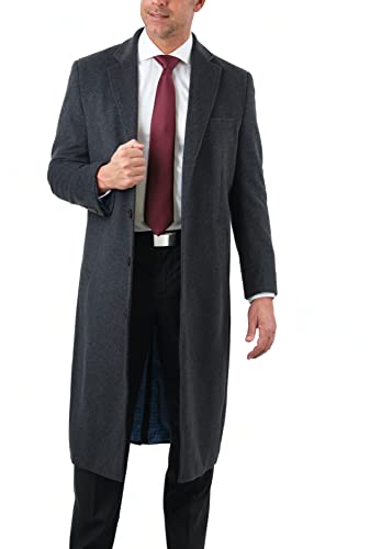 Image of THE SUIT DEPOT Mens Single Breasted Wool Cashmere Full Length Overcoat