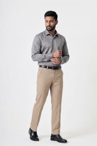 Image of BEYOURS Men's Full Sleeve Shirt Regular Fit Spread Collar 100% Cotton Satin Office & Formal.