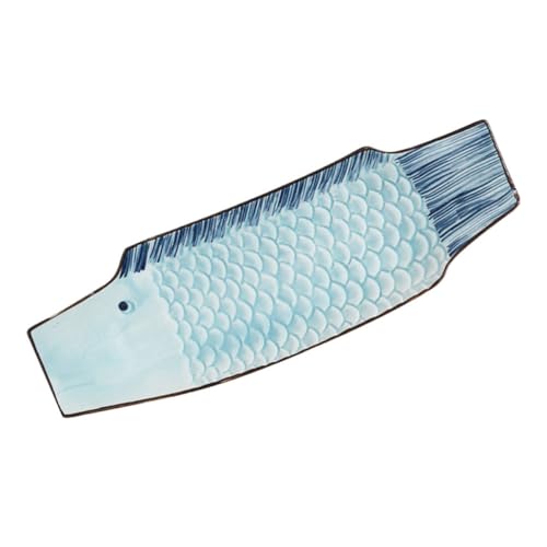BESPORTBLE Assiette à Sushi Japonaise en Céramique 115 Forme Poisson Bleu Décoratif Plat Polyvalent pour Sashimi et Apéritifs Vaisselle Élégante pour Maison et Restaurant