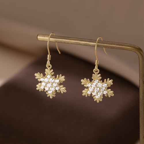 Boucles d'oreilles pendantes argent 925 flocon de neige en oxyde de zirconium haut de gamme - 5