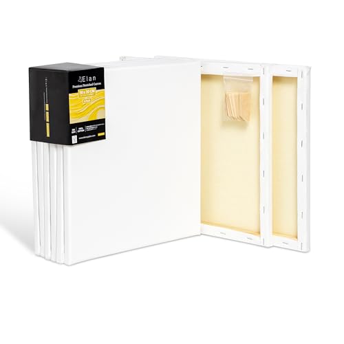 Elan Lienzos Preestirados 30x30 380gr, 6-PACK 100% Algodón Lienzos para Pintar, Canvas para Pintar, Lienzo 30x30 380 GSM, Lienzo Pintura