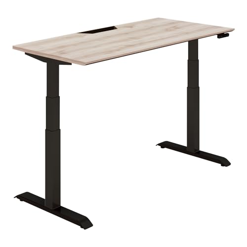 【メーカー配送・設置・組立】コクヨ シークエンス 電動式昇降デスク オフィスデスク スタンダードテーブル ボタン 舟底エッジ ハイグレードカラー シャビーグレー×ブラック DSE-LSF1507M-6AY03