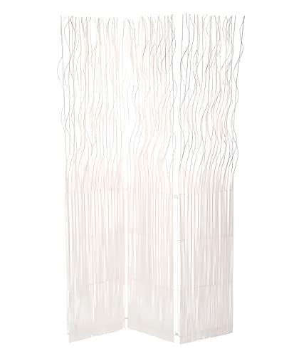 PEGANE Paravent en Saule/Fer Coloris Blanc - Longueur 120,50 x Profondeur 4,5 x Hauteur 180 cm