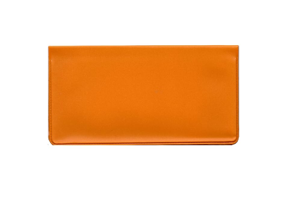 Easy Read Register Vinyl Checkbook Cover for Top Tear Personal Checks (Sunburnt Orange)