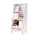 Libreria per bambini con cassetti in legno per bambini, libreria, organizer per libri per bambini, scaffale a 3 ripiani, colore: bianco rosa