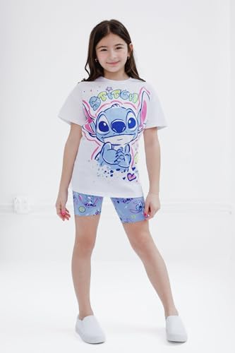 Image of Disney Junior Girls Cropped Boxy T-Shirt and Bike Shorts Outfit Set Toddler to Big Kid Sizes (2T - 14-16)