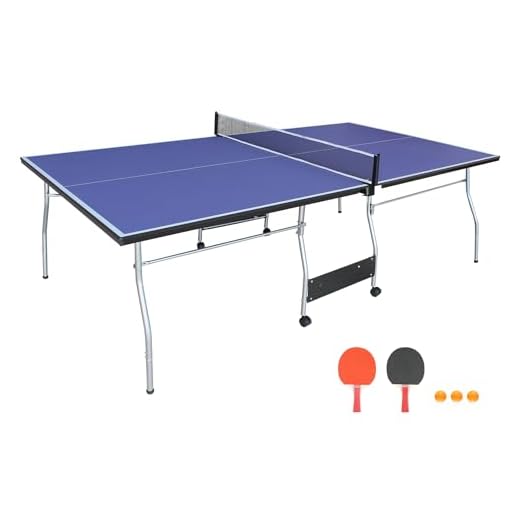 Foldable 8ft Mid-Size Ping Pong Table Set - Portable Table Tennis for Indoor & Outdoor Games with Net, 2 Paddles, and 3 Balls - Weatherproof Outdoor Option