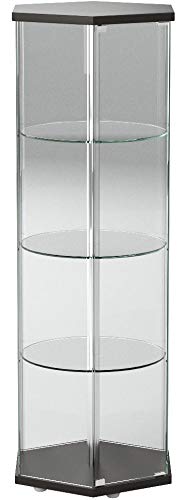 Hexagon Shaped Curio Cabinet Black and Clear