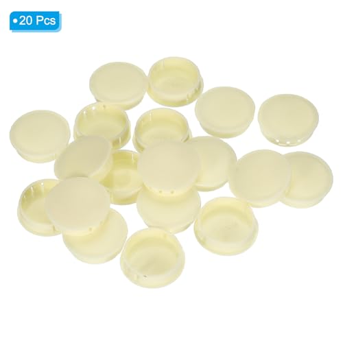 Image of PATIKIL 1.5 inch /38mm Plastic Hole Plugs, 20Pcs Flush Type Round Hole Plugs Cover Snap in Locking Hole Tube for Table Kitchen Cabinet Furniture, Beige