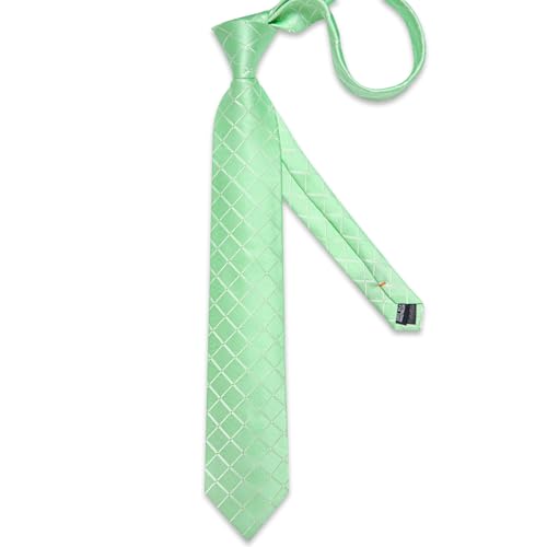 Image of DiBanGu Mens Silk Plaid Tie and Pocket Square Set | Elegant Silk Formal Tie Set, Woven Check Necktie and Cufflinks Tie Clip Set, Perfect for Wedding Party, Comes in Gift Box