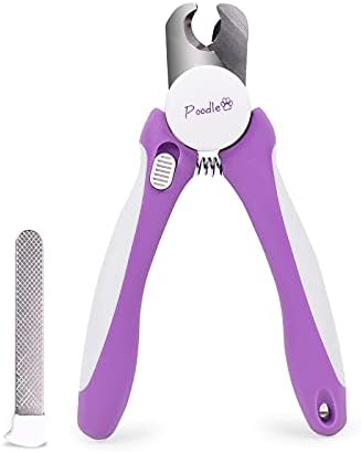 Professional Nail Clippers With Safety Guard For Dogs & Cats By Poodle Pet- Pet Grooming Clippers With Stainless Steel Blades For Smooth Cuts- Dog Nail Trimmers With Hidden File For Small & Large Dogs