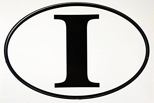 Calcomanía ovalada 'I' B/W - Pegatina para parachoques de coche con la bandera de Italia, colección de productos italianos del orgullo en PSILoveItaly FBA (3.5 x 5 pulgadas)