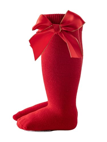 Baby Toddler Girls Knee High Long Socks Cotton Knit Tube Stockings with Bowknot