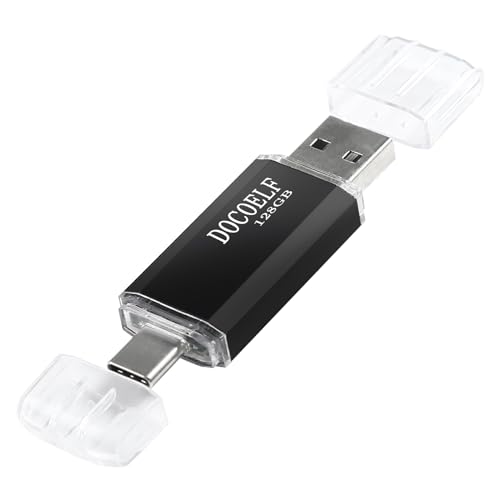 DOCOELF USB C Stick 128gb, Mini USB C Speicherstick 128gb 2-in-1 Type C USB 2.0 Flash-Laufwerke Pen Drive 128 GB für Android Handy, Tablet, Computer, PC, Laptop, Samsung, Huawei, Xiaomi(Schwarz)