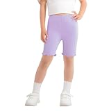Toddler Girls Bike Shorts Kids Girls High Waist Cartwheel Shorts Summer Breathable Comfy (Light Violet, 6-7 Years)
