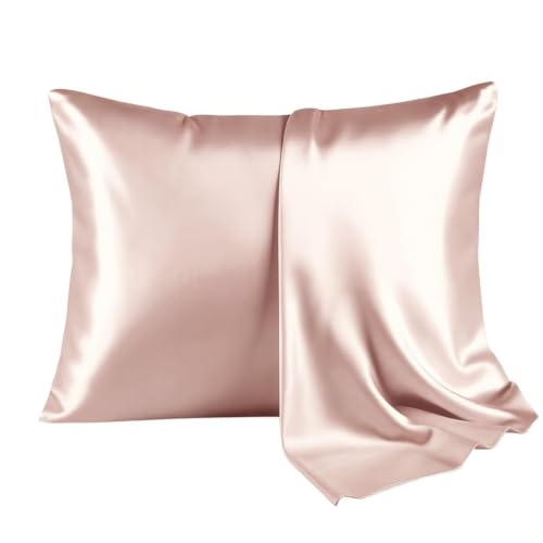 Image of Mulberry Silk Pillowcase - Standard 20x26 Inch - 22 Momme Highest Grade Silk - Cooling for Hair & Skin - Breathable Anti-Frizz with Hidden Zipper - Soft Luxury Pillow Cover - Blush Pink