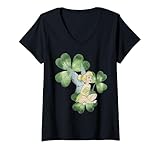 Femme Disney Peter Pan St. le jour de Patrick Tinker Bell Clover T-Shirt avec Col en V