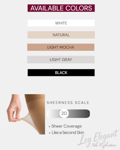 Image of leg elegant 3 Pairs 20D Women's Sheer Tights Ultra Sheer Pantyhose with Control Top