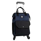 [神戸リベラル] ショッピングキャリー リュック カート キャリーバッグ 横押し 機内持ち込み 完成品 903 (ブラック＆ネイビー)