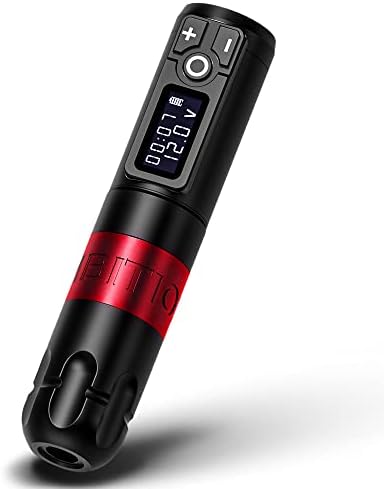 Ambition Soldier Rotary Battery Pen Tattoo Cartridge Machine with 2400mAh Wireless Power Japan Coreless Motor Digital LED Display Tattoo Equipment Supply for Professionals and Beginners Tattoo Artists