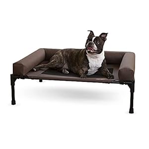 K&H Pet Products Original Bolster Pet Cot Outdoor Elevated Dog Bed with Removable Bolsters – Chocolate/Black Mesh, Medium 25 X 32 X 7 Inches