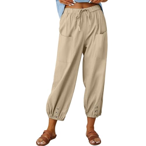 Pantalon court sarouel pour femme coupe ample anti-chaleur en coton
