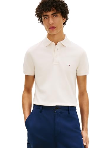 Image of Tommy Hilfiger Men's Short Sleeve Polo Shirts in Slim Fit with Stretch and Organic Pique Cotton