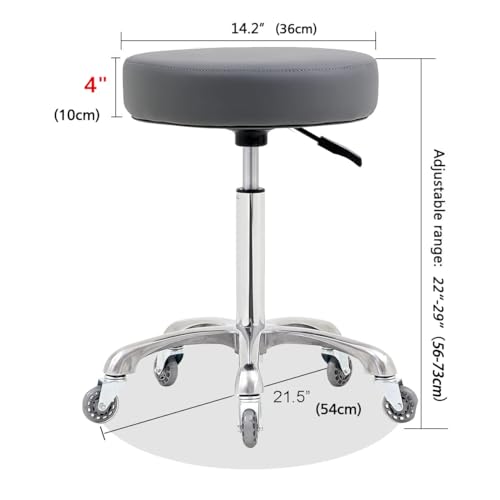 Image of Ainilaily Rolling Stool with Wheels, Heavy Duty 400 lbs Stool for Shop Guitar Lab Tattoo Workbench Medical, Adjustable Swivel Chair (Grey)