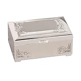 Personalised Flower Design Silver Oblong Trinket Jewellery Box