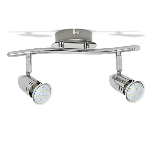 2 focos de techo giratorios - B.K.Licht – 2x3W LED – luz blanca - 3000K, Color cromo Clase de eficiencia energética A++