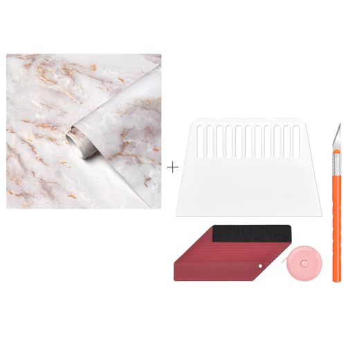 Cohoo Home Marble Contact Paper for Countertops 15.7”×79” Wallpaper Smoothing Tool Kit