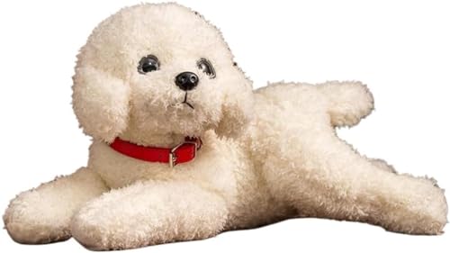 ぬいぐるみ プードル 犬 リアル 本物そっくり ハンドメイド やさしい手触り 可愛く癒し犬 トイプードル ぬいぐるみ 抱き枕 大きい 添い寝 寝かしつけ ふわふわ 子供 彼女 お年寄りへ クリスマス 記念日 誕生日プレゼント (ホワイト,48cm)