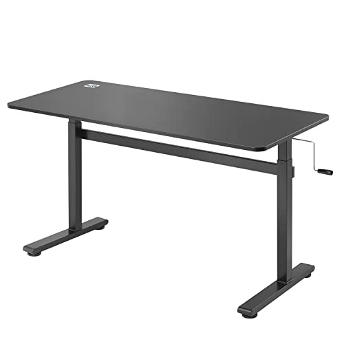 Ergo Office ER-401B Sitz-Steh-Schreibtisch 140x60cm Manuell Höhenverstellbarer Bürotisch max. 117cm Ergonomischer Tisch Belastbar bis 40kg (Schwarze Farbe)