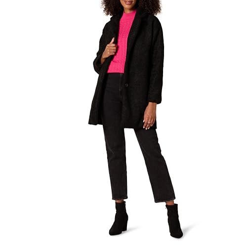 Amazon Essentials Chaqueta de Forro Polar Oversize de Solapas Mujer, Negro, L
