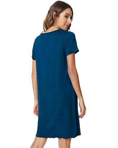 Image of NACHILA Nightgowns for Women-Viscose Made from Bamboo, Pleated Sleepwear.