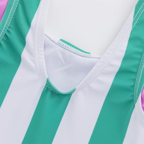 LIZENS Girls One Piece Swimwear Stylish Girls Swimsuit for Ages 2-12 Color Clash Vintage4